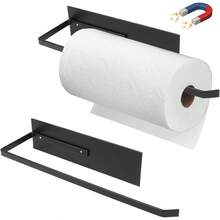 Magnetic Paper Towel Holder For Fridge, Toilet Paper Roll Holder Magnet Paper Towel Rack Wall Mount Fridge Organizer For Paper Towels Rolls Bathroom Pantry RV Kitchen Storage - Black - View 8