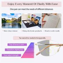 Gafas de lectura multifocales progresivas y fotocromáticas para mujeres, con visión amplia, diseño de marco ultraligero y cómodo de usar - Blanco - Ver 8