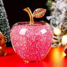 Nuevo adorno de manzana de escritorio de vidrio transparente, un regalo exquisito para Navidad, Día de San Valentín