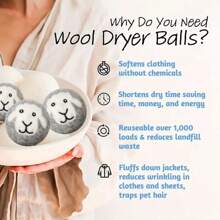 1/3pcs,Packed With High-Quality Organic Drying Balls - Grey Sheep Design, Reusable Fabric Softener For Laundry, High Quality Washing Machine Accessories