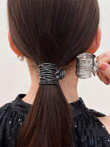 1pc Minimalist Design High Ponytail Claw Hair Clip With Ring, Premium Metal Hair Accessory For Women Hair Clips Hair Jaw Clip Hair Clamps Hair Clutch Hair Catcher Clip, Claw Clip