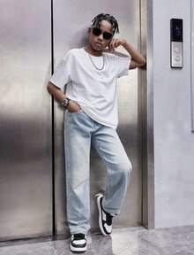 Calça Reta Larga para Meninos Adolescente Masculino Estilo de Rua Estilosa Premium Denim Infantil Juvenil 10 ao 16