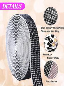 1 码黑色自粘闪亮水晶钻钻石丝带、圣诞装饰钻闪光贴纸、DIY 汽车电脑化妆台工艺品、婚礼派对装饰贴纸包装卷、2 毫米钻生产工艺