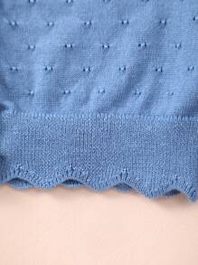 Mädchen leichte Strickjacke mit Knopfdetails und Hohlmuster