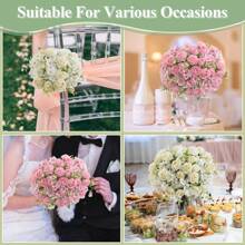 1/4 peças Buquê de Flores Artificiais Realistas, Buquês Reutilizáveis de Rosas Falsas, Crisântemos, Hortênsias com Hastes, Decoração de Mesa para Casa e Quarto, Arranjos Florais Artificiais Centrais, Decoração de Jardim e Quintal Externos, Decoração de Casamento, Aniversário, Chá de Panela - Sem Recipiente, Decoração de Outono