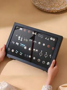 1pc 100-Slot Ring Storage Box, Desktop Jewelry Display Tray, Dust-Proof Jewelry Box, Large Capacity Jewelry Display Rack, Ring Jewelry Storage & Display Tray, Multi-Functional Jewelry Display Tray, Essential Travel Gift For Women - Multicolor - View 4