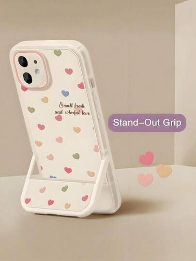 Heart 1pc Simple Bracket Soft Phone Case Compatible With Apple 16/16 Plus/16 Pro/16 Pro Max/15/15 Plus/15 Pro/15 Pro Max/14 Pro Max/14 Pro/14 Plus/14/13Pro Max/13pro/13/13mini/SE3/7/8/SE2/12 Pro Max/12 Pro/12/12 Mini/11 Pro Max/11 Pro/11/XR/XS Max/X/XS/7p/8p, Y9S/Honor 9X/Honor 9X Pro, OnePlus Nord N20 5G, Poco M3 Pro/Poco M4 Pro 5G/POCO X4 GT/Poco F3/12T Waterproof Shockproof Anti-Fall Scratch Resistant