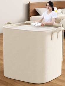 1PC Storage Box Clothing Storage Bag Household Wardrobe Large Capacity Large Clothing Moving Storage Basket Finishing Box Large Capacity Wear Resistance Strong Practical - Beige - View 2