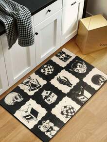 1PC Bedroom Decor Indoor Doormat Non-Slip Area Rug Absorbent Indoor Floor Mat Skull Floor Mat Pet-Friendly Doormat Machine Washable - Grey - View 3