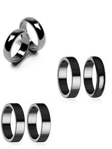 QYDCX Anel de Hematita para Mulheres, Homens e Unissex, Anel Magnético Genuíno de Pedras para Equilíbrio de Ansiedade e Chakra Raiz, Absorver Joia de Energia Negativa Tamanho 6-12