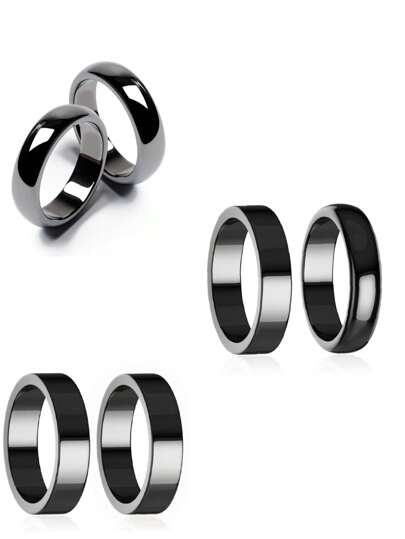 QYDCX Anel de Hematita para Mulheres, Homens e Unissex, Anel Magnético Genuíno de Pedras para Equilíbrio de Ansiedade e Chakra Raiz, Absorver Joia de Energia Negativa Tamanho 6-12