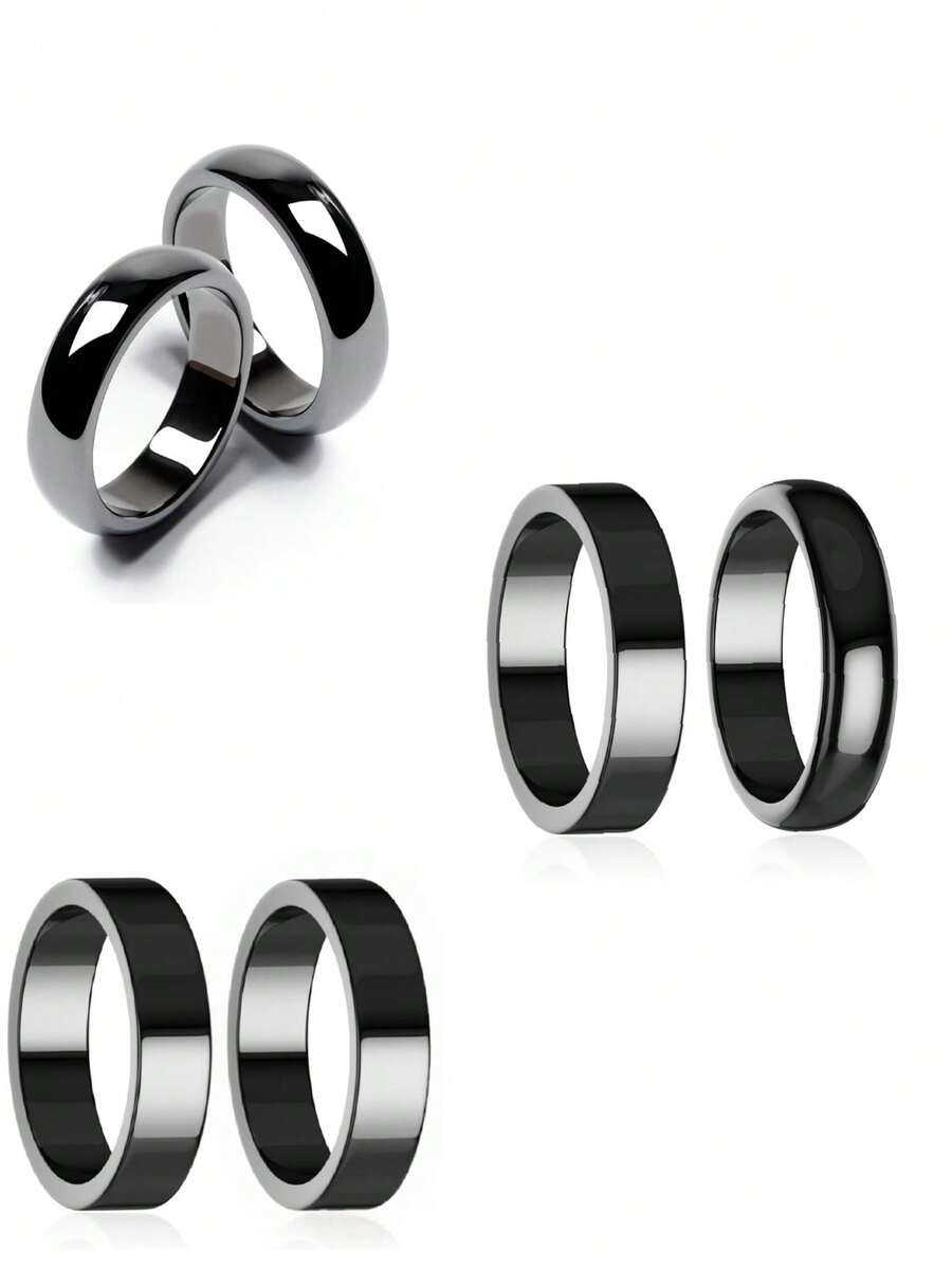 QYDCX Anel de Hematita para Mulheres, Homens e Unissex, Anel Magnético Genuíno de Pedras para Equilíbrio de Ansiedade e Chakra Raiz, Absorver Joia de Energia Negativa Tamanho 6-12