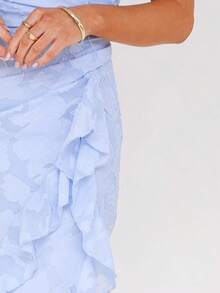 Women's Elegant Chiffon Cutout Backstrap Ruffle Hem Cocktail Dress, Blue - Blue - View 5