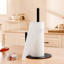 Black Kitchen Paper Towel Holder, High Quality Stainless Steel Paper Towel Rack With Weighted Base For Kitchen Roll Storage (1/2pcs)