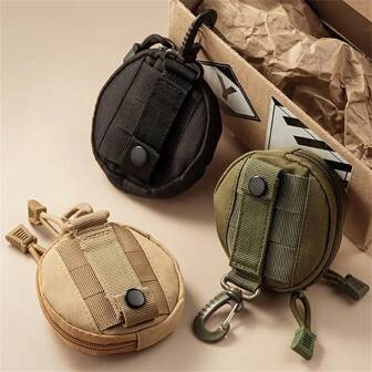Portachiavi multifunzionale, accessorio pochette, borsa portamonete, comoda per attività all'aperto, sport, ciclismo, stile militare, piccola borsa rotonda