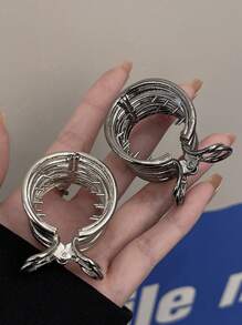 1pc Minimalist Design High Ponytail Claw Hair Clip With Ring, Premium Metal Hair Accessory For Women Hair Clips Hair Jaw Clip Hair Clamps Hair Clutch Hair Catcher Clip, Claw Clip