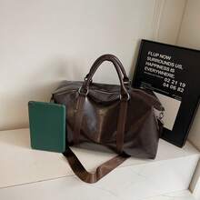 大容量旅行行李袋，男女通用服装手提包行李托特包运动健身包学校用品包学校配件学校用品 - 咖啡棕 - 查看 8