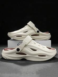 Men's Versatile Soft Slippers, Comfortable Indoor/Outdoor Sandals, Anti-Slip Textured Design, Fashionable Footwear - White - View 1