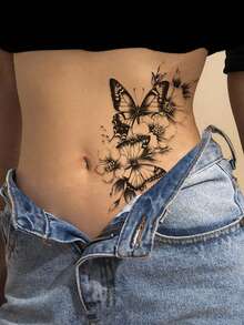 5 件彩色蝴蝶临时纹身，适合街头、疯狂化妆、旅行必备、身体装饰、露营、健身房，适合男性和女性贴在手臂、腿、锁骨、背部和其他身体部位