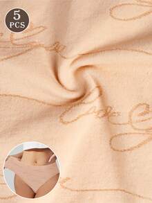 MIOTAN 5pcs Women's Low-Waist Seamless Breathable Panties With Prints, Sexy