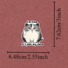1PC 3 Inch Removable Outdoor Waterproof Vinyl Creative Gift Sticker Featuring Cat With "I'm Fine. It's Just My Face" Design, Fashion Sticker - Multicolor - View 2