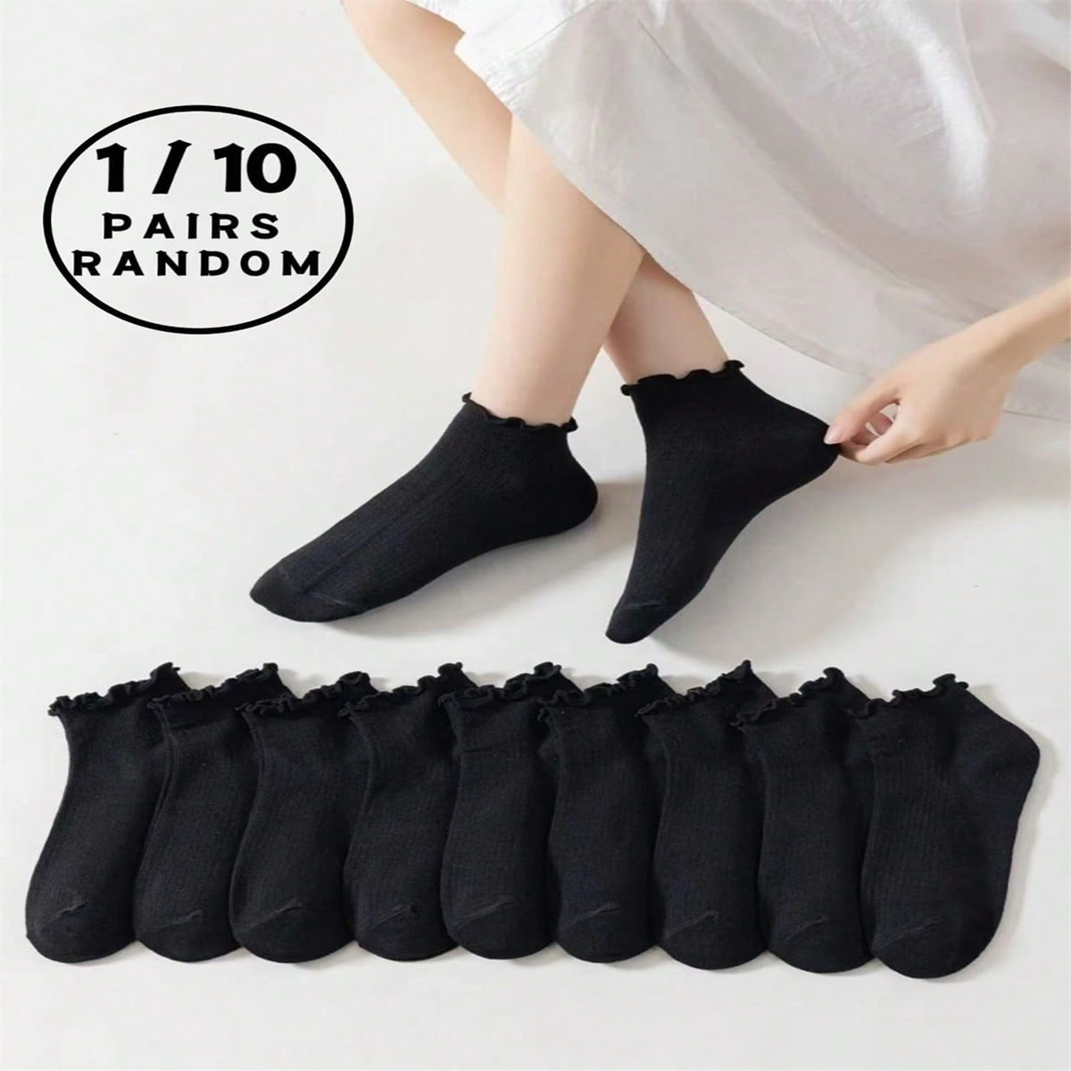 1 Pair/10 Pairs Black Lace Socks, Cute And Sweet, Suitable For Pairing With Leather Shoes, Sneakers, Floral Dresses, Ideal For Women’s Daily And Sports Wear In Spring/Summer. Soft, Skin-Friendly, Breathable, Moisture-Wicking, Anti-Odor Ladies Lace Ankle S