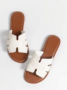 Nouvelles mules femme printemps/été de la marque H, design décontracté à la mode, style romain, sans laçage, motif gaufré plat, recommandé par des blogueuses mode, sensation haut de gamme. Nouvelles mules plates style fée avec bout rond, convenant pour l'intérieur et l'extérieur. Mules femme motif crocodile, design plat sans laçage, stylées pour l'été