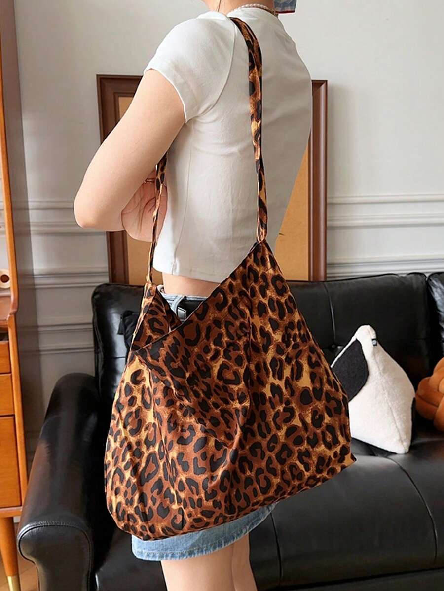 1 PC Dark Leopard Print Travel Shoulder Bag Make Up Bag, Fashionable And Casual Large Capacity Portable Zipper Makeup Bags, Travel And Vacation Essentials Cosmetic Bags For Sanitary Napkins, Pouch Pads, Wired Earphones, Earpods, Headphones, Charger, Lipsticks, Cosmetics, Perfume, Skin Care And Beauty Products, Home Decor, Keys, Holiday Gifts Bags, Makeup Bag, Makeup Organizer, Makeup Bags, Make Up Organizer, Toiletry Bag, Desk Organiser, Cosmetic Bag, Makeup Pouch, Make Up Organize, Make Up Pouch, Make Up Bags, Gifts For Women, Christmas Gifts, Gift Ideas For Women - Brown - View 1