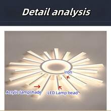1 件现代 LED 吸顶灯，3 种颜色变化 - 线条设计，金属结构，易于安装，适用于客厅和餐厅 - 无开关无遥控器