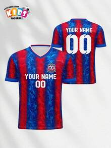 Áo bóng đá trẻ em cổ chữ V - Crystal Palace, Áo thun xuân/hè thoáng khí, khô nhanh, tên và số có thể tùy chỉnh, thoải mái, thoáng khí, vừa vặn, thể thao thường ngày, chạy bộ ngoài trời, đỏ và xanh - Nhiều màu - Xem 6