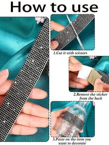 1 码黑色自粘闪亮水晶钻钻石丝带、圣诞装饰钻闪光贴纸、DIY 汽车电脑化妆台工艺品、婚礼派对装饰贴纸包装卷、2 毫米钻生产工艺