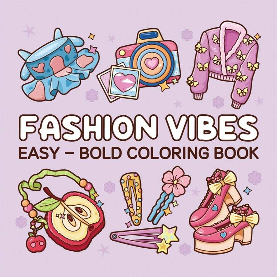 1本 (FASHION VIBES) 螺旋裝訂 Coco 成人與青少年塗色書，精緻厚紙，卡通舒適可愛大膽簡約圖案塗色本，水彩素描本，兒童玩具，緩解壓力、消磨時間，節日禮物