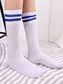 3 pares de calcetines finos a rayas para niños, calcetines deportivos casuales para niños y niñas, calcetines hasta el gemelo para estudiantes - Multicolor - Ver 9