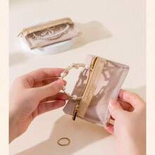 1 件迷你珠宝袋，透明项链和手链收纳拉链袋，适合旅行、度假和派对收纳 - 粉色 - 查看 4