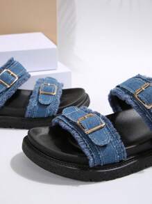 Women's Simple Slide Sandals, Beach Resort Casual Open Toe Thick Bottom Shoes, Comfortable Slip On Flat Fashion Sandals