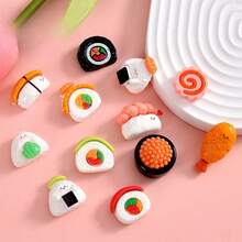 12pcs Cartoon Sushi Theme Fridge Magnets Set, Cute Funny Caviar Sushi, Salmon Sushi Decorative Refrigerator Magnets, Decorative Whiteboard & Refrigerator Sticker Magnets, Cute Office & Kitchen Utensils For Home Decor, Christmas & New Year Gifts - Multicolor - View 3