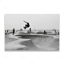 1pc/3PCS Wall Arts Posters Frameless Skateboarding Extreme Sports Posters Prints Black White Photo Canvas Painting Wall Art Pictures Room Decor Skateboard Lover Gift Vintage