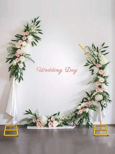 1 Set Metal Balloon Arch Stand Kit, Gold Curved Arch Top Wedding Arch Frame, Balloon Arch Background Support For Ceremonies, Birthday, Anniversary, Bridal Shower, Floral Decor