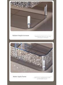 1 Stück Acryl Make-up Organizer mit Wellenmuster - 3-stöckiges Kosmetik Aufbewahrungsfach für Lippenstifte, Schmuck, Hautpflege | Badezimmer Waschtisch & Reise Toilettenartikel Organizer | Klare Aufbewahrungsbox für den Schreibtisch, Schlafzimmer (Stilvolle & platzsparende) ,Schmuckkasten,Tasche,Make-up Pinselhalter,Pinselhalter,Parfümorganisator,Beutel