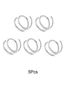 1/3/5Pcs/1Set Women's Bilayer Piercing Nose Ring Lip Ring Gold/Black/Silver/Color/Rose Gold Stainless Steel Piercing Nose Ring Body Jewelry