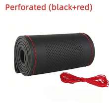 Funda para volante hecha a mano de 15 pulgadas/38 cm, protector de volante de cuero transpirable y antideslizante para DIY, funda para volante de coche, incluye aguja e hilo, accesorio decorativo de modificación, se ajusta a la mayoría de los vehículos - Unitalla - Ver 9