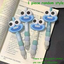 Colorful Cute And Fun Pen With Big Eyes And Big Mouth, Retractable Medium Nib, Black Ink, Plastic And Rubber Grip, Suitable For Both Hands, Suitable For Daily Writing And Office Work, School Supplies, Stationery, Student Prizes, Cute Gifts For Festivals And Parties Back To School