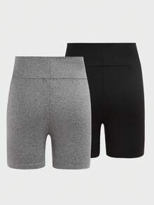 2pcs/Set Girls Heart Print Casual Shorts