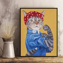 1 件奇幻动物帆布墙画，创意猫咪罗西海报，无框俏皮猫咪装饰，适用于家庭、卧室、厨房、客厅、浴室、酒店、咖啡厅 - 彩色 - 查看 13