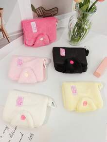 Cute Plush Kawaii Cartoon Plush Bluetooth Headset Protective Cover Girl Design Small Wallet Wireless Earphone Cases With With Keychain Compact Coin Pouch & Card Holder With Keychain, - Multicolor - View 2