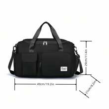 1 pièce Sac de gym, sac bandoulière de yoga, sac de sport avec compartiment pour chaussures et compartiment pour vêtements mouillés, en tissu Oxford noir résistant à l'usure et imperméable. Sac de voyage avec poches sèches et humides, sac à main léger et portable, sac de week-end ou d'un jour pour femmes et hommes, pour les entraînements, le gym, la natation et les voyages et vacances