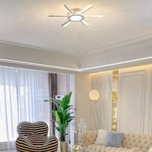 1 件现代 LED 吸顶灯，3 种颜色变化 - 线条设计，金属结构，易于安装，适用于客厅和餐厅 - 无开关无遥控器