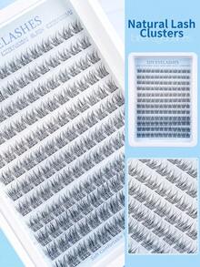 144/168pcs Natural Curly False Eyelashes Set, 168pcs Cluster False Eyelashes Set, Delicate Eyelash Extension, 8-16mm Individual False Eyelashes, Comes With Eyelash Glue And Eyelash Tweezers, Suitable For DIY At Home - 黑色 - 查看 3