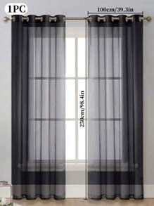 1pc Plain Color Sheer Tulle Curtain, Lightweight And Flowy, Semi-Blackout, Transparent But Not See-Through, Suitable For Balcony, Bedroom, Living Room Decoration