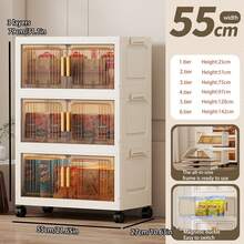 Gabinete de almacenamiento y exhibición multifuncional de 55 cm de ancho, fácil de ensamblar, amplio espacio de almacenamiento, a prueba de polvo y plagas, con diseño elegante y atractivo - transparente - Ver 9